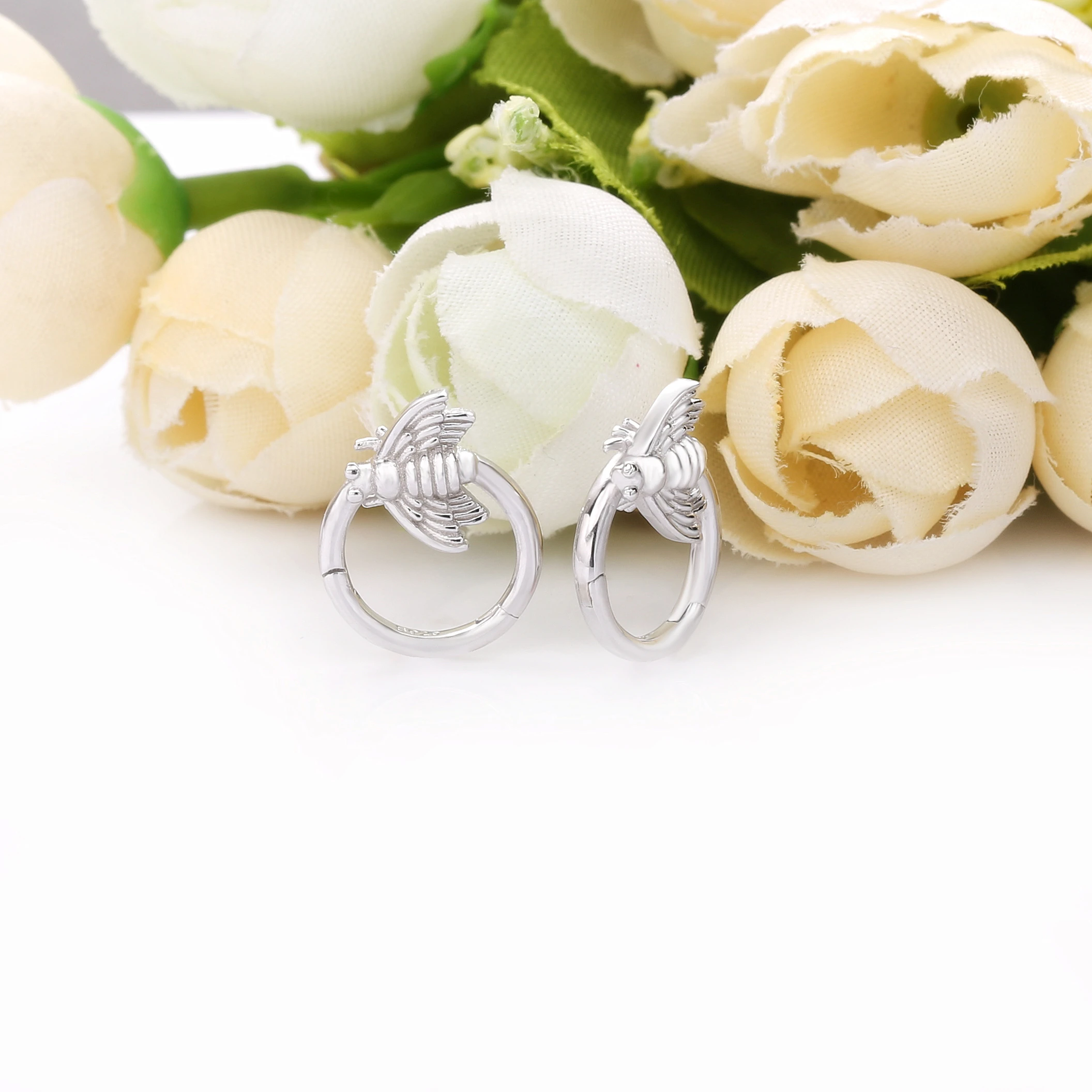 Moonmory 925 стерлинговые Серебряные Обручи Huggies Beed змея петли Круглые Серьги Кристалл CZ для Модные женские ювелирные изделия