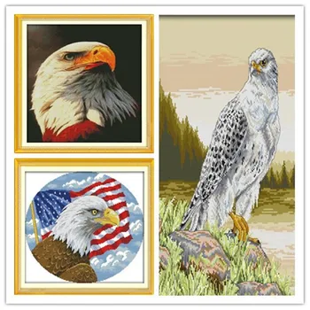 

NEW Bald eagle& Falcon-Brave and wise DIY Needlework DMC Counted Cross Stitch Kits for Embroidery Knitting Needles Crafts