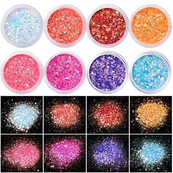 

1 Box Colorful Series Purple Blue Nail Flakies Sequins Nail Paillettes 8 Colors DIY Design 3D Nail Decoration in Box