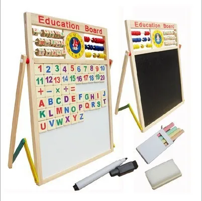 

Wooden Toys Children Double-Sided Magnetic Drawing Board Educational Beads Drawing Board