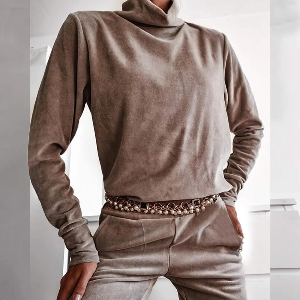 

WENYUJH Casual Sweater Pants Knitted 2 Pieces Set Turtleneck Pullovers & Elastic Waist Pants Women Sweater Sets 2020 Autumn Set