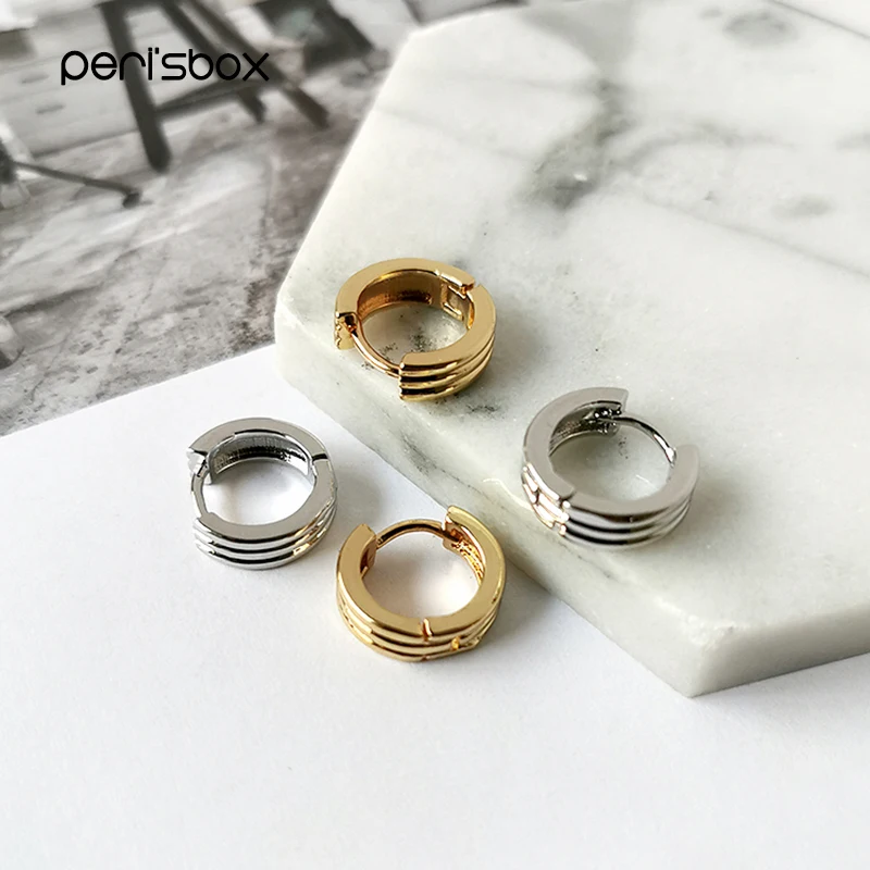 Женские медные серьги-кольца Peri'sBox маленькие текстурированные серьги-обручи с