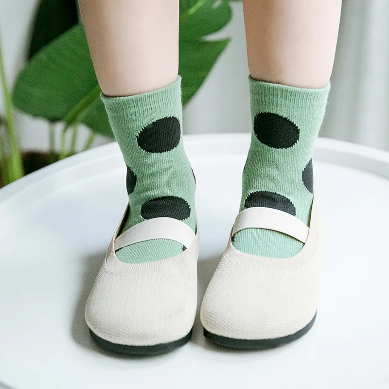 Модные детские носки в крупный горошек, подходят для четырех сезонов, короткие носки, новые детские носки с волнистыми точками