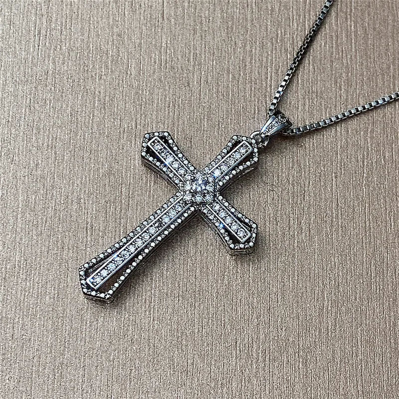 Huitan Hip Hop Cross Necklace for Women with Dazzling CZ