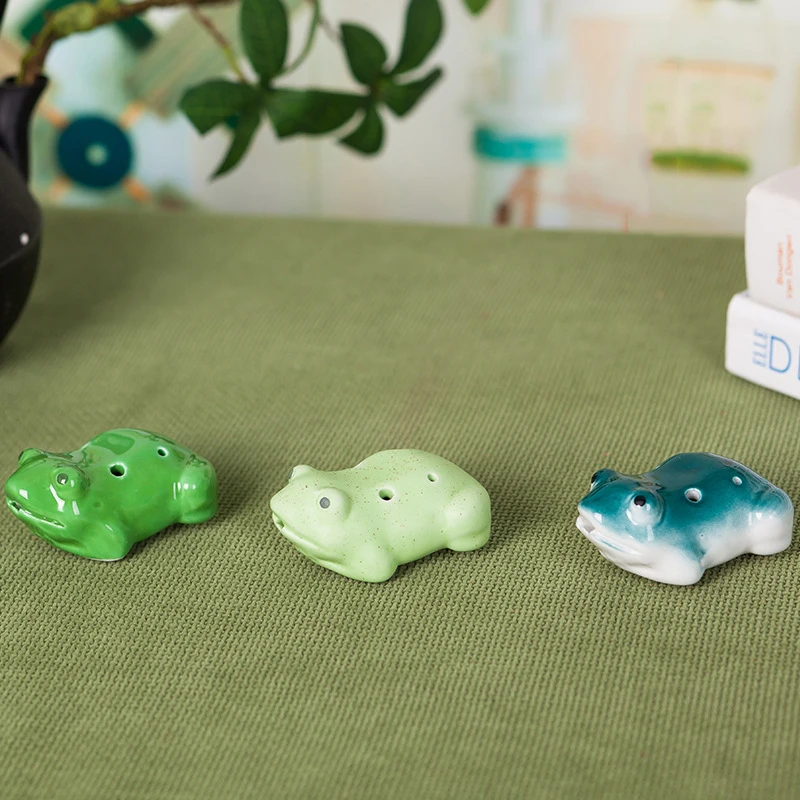 Ocarina 6 Hole Frog Small Ocarina Alto C Tone Beginner Tourist Souvenir Teaching Toys Ceramic Pendant