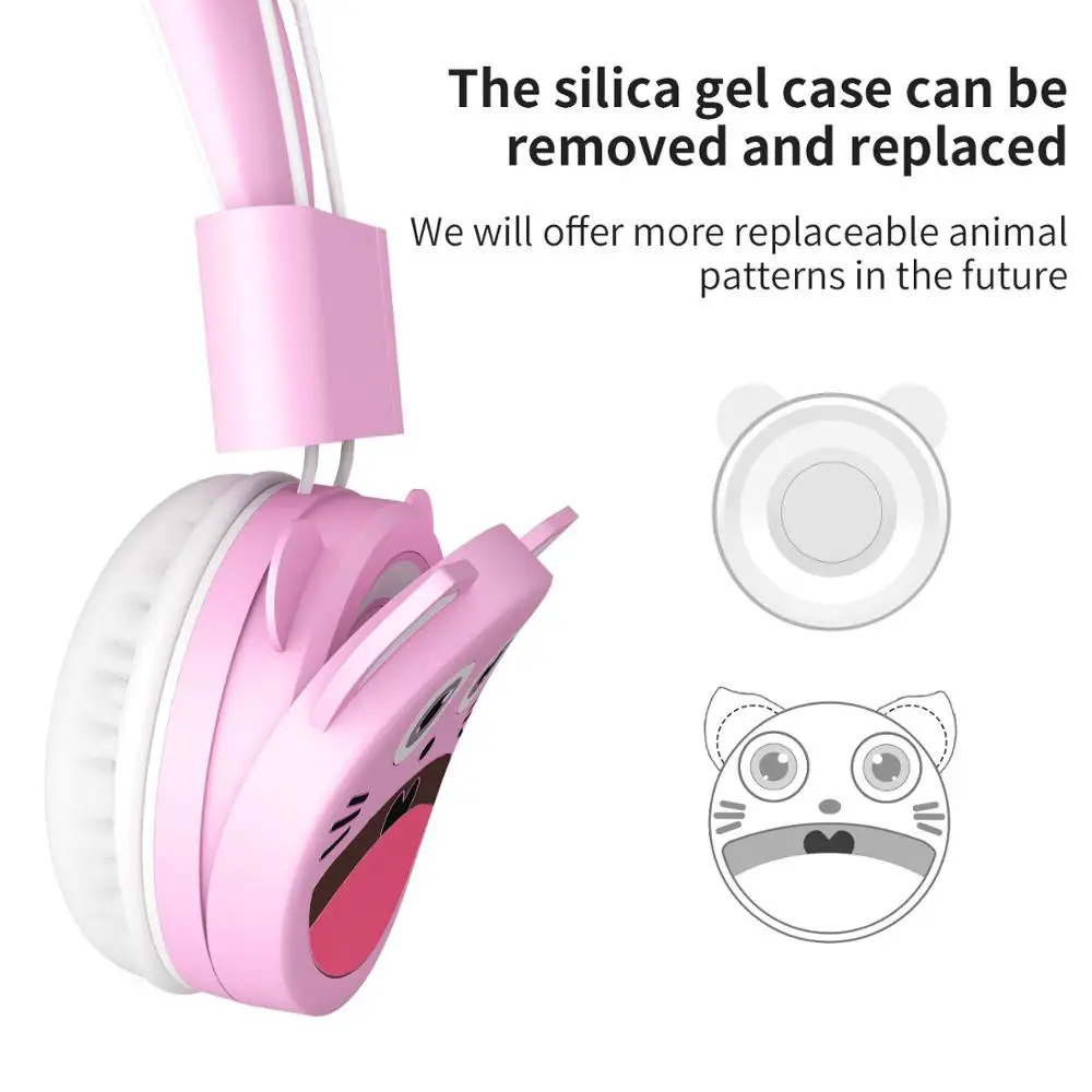 Cute Cat Noise Cancelling Kids headphones Mobile Phone Music Foldable 3 5mm Wired Earphones Soft Cartoon Headset Children Gifts