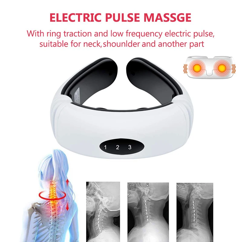 Electric Pulse Back and Neck Massager Acupuncture Therapy Far Infrared Heating Pain Relief Health Care Relax Cervical Instrument