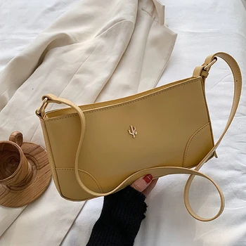 

Lady Purses and Handbags Shoulder Bag Vintage Baguette Bags for Women 2020 Trend Summer Solid Color PU Leather Crossbody Bags