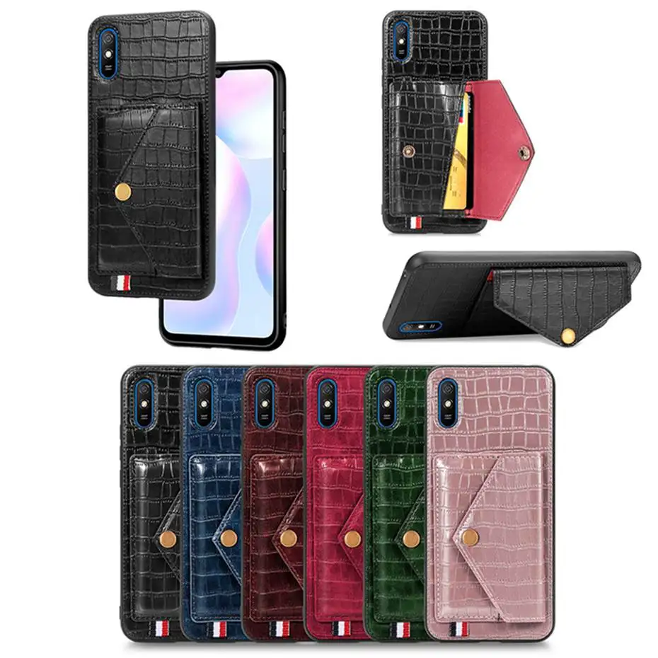 Кожаный чехол с узором крокодиловой кожи для Xiaomi Redmi 9A 9C откидной Чехол телефона