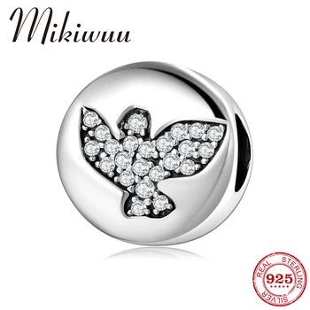 

2019 New Top Quality Sterling Silver 925 Holy Peace Dove Charm Beads with CZFit Original Pandora Bracelet For Women DIY Jewelry