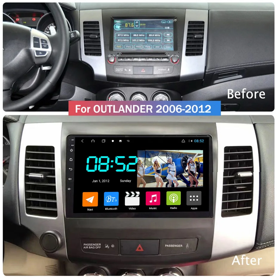 Android 8,1 автомобильный DVD 1din мультимедиа Navi система для mitsubishi Outlander 2006-2012 Автомобильный gps навигатор головное устройство BT SWC wifi