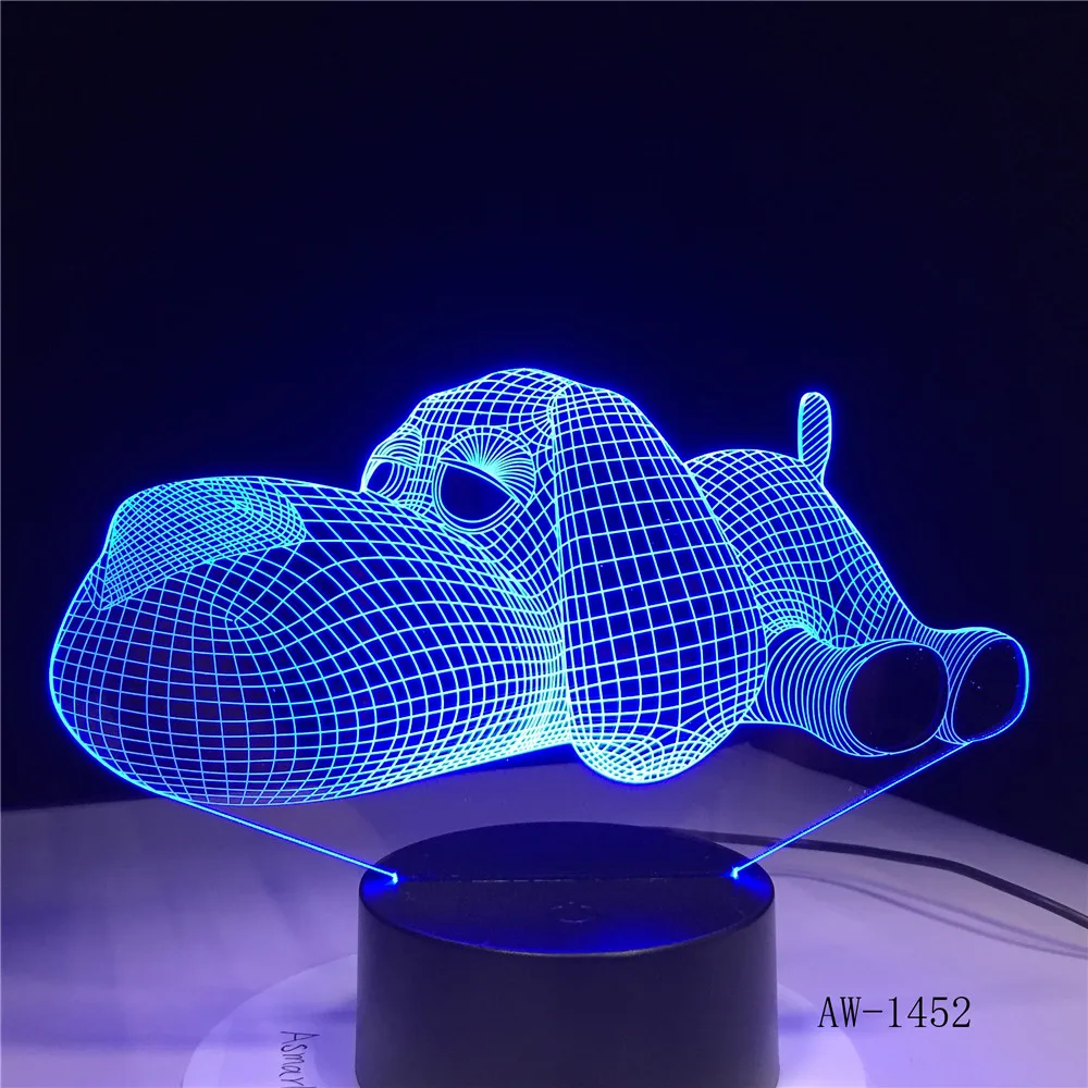 Lazydog модель светодиодный 3D лампа USB Красочный Настольный светильник детская спальня ночник Домашний Светильник офисный свет AW-1452