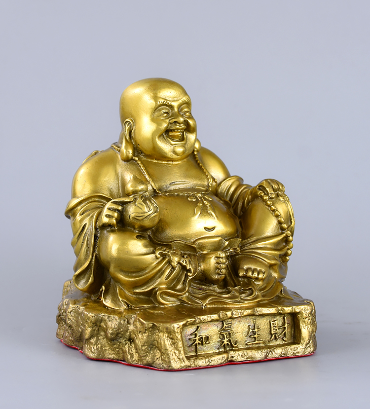 GUTE buddha unternehmen hause dekoration blühendes geschäft Geld Zeichnung Gute luck Gold Maitreya Buddha messing FENG SHUI statue – Detail 3