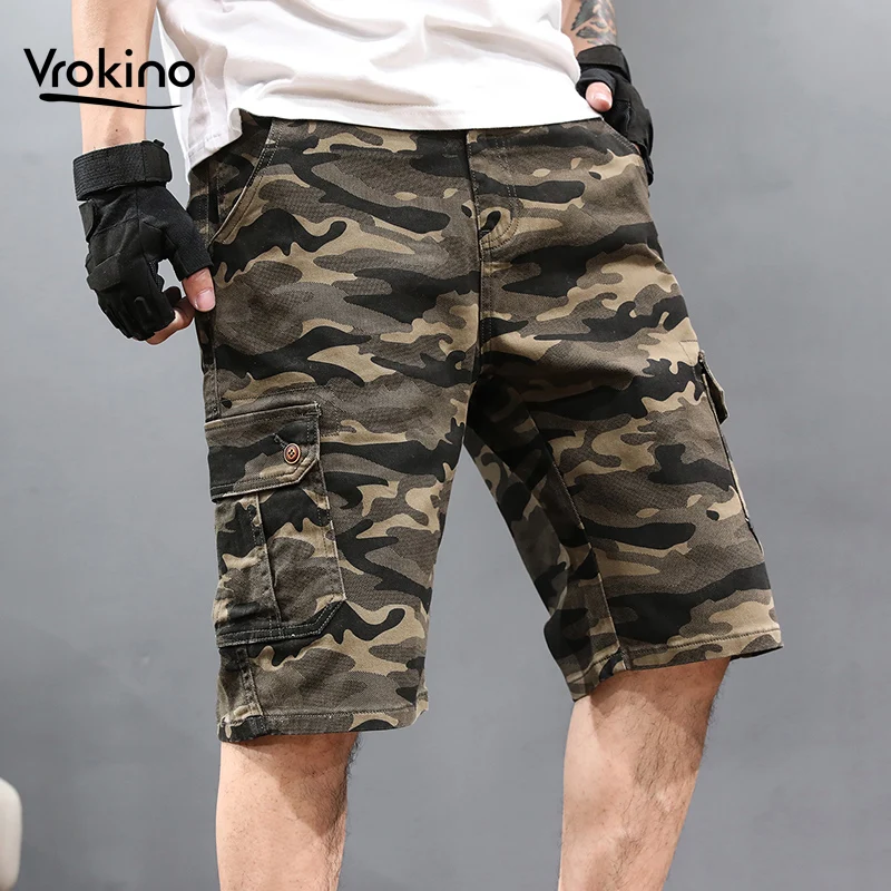 Камуфляжные свободные рабочие шорты мужские повседневные модные летние шорты с принтом Молодежные шорты большого размера брендовая одежда 28-48