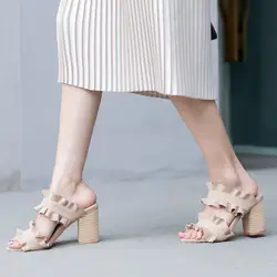 SARAIRIS/2019 модный бренд пышными оборками и Размеры вечерние Шлёпанцы женские туфли-лодочки женская обувь детская замша кожа обувь на высоком