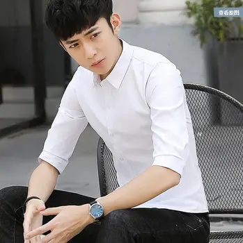 

new Summer men's three-quarter sleeve shirt Slim casual wear short sleeve thin section mid-sleeve men's wear K6Z1-1-12