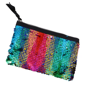 

1Pc Double-sided Sequin Handbag Portable Cosmetic Bag Makeup Container Organizer Toiletry Bag Change Pocket Storage Bag (Colorfu