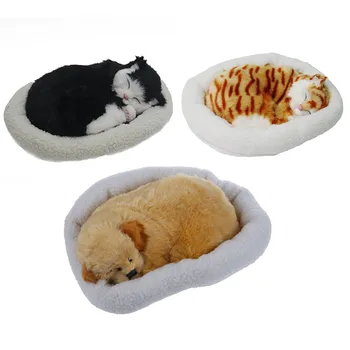 

Emulation Sleeping Breathing Toy Pet with Woolen Bed