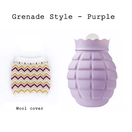 Grenade Style-Purple Силиконовые грелки для рук Карманные грелки для воды милые грелки для рук сумки - Цвет: Grenade Style-Purple