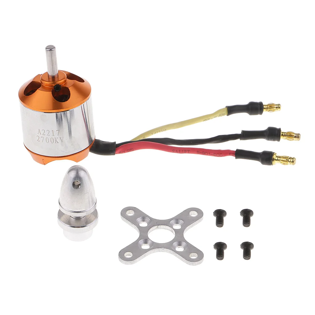 A2217 2700KV Brushless Motor + Metal Mount / propellers Clip for 6'' Blade Propeller Fixed Wing Helicopter / RC Ship