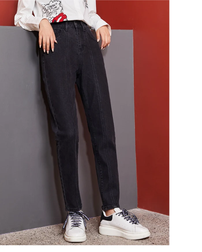 LEIJIJEANS, зима, новинка, большие размеры, женские классические джинсы, черные, свободные, на каждый день, Харлан, деним, для колледжа, ветер, 5XL, стирка, женские джинсы 9120