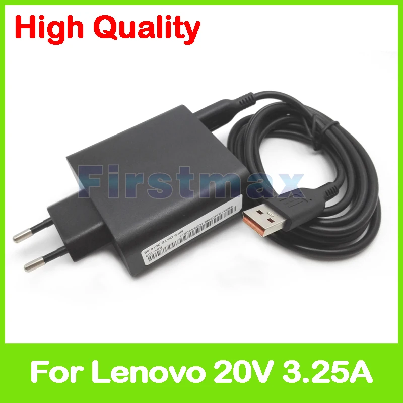 20V 3.25A 5,2 V 2A USB AC адаптер питания для lenovo Yoga 900-12ISK Miix 4 Pro 4-12ISK планшетный ПК зарядное устройство ADL65WDC ADL65WDD EU вилка - Цвет: With USB Cable