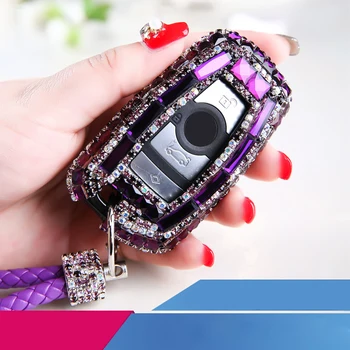 

2020 diamond car key case for BMW new 1 3 4 5 6 7 series F10 F20 F30 smart 3 buttons car styling Remote Control Case Car Holder
