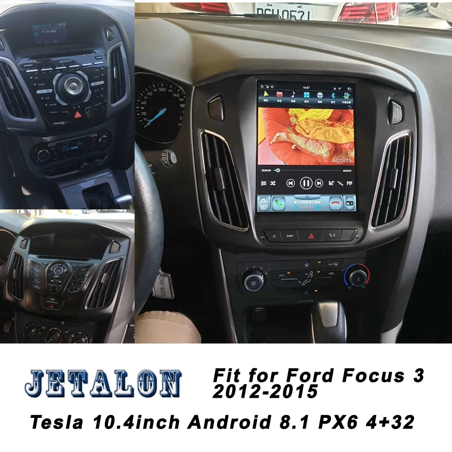 10," экран Tesla навигация для Ford Focus 3 Android 8,1 автомагнитола gps bluetooth Мультимедиа carplay 2K видео головное устройство 2012