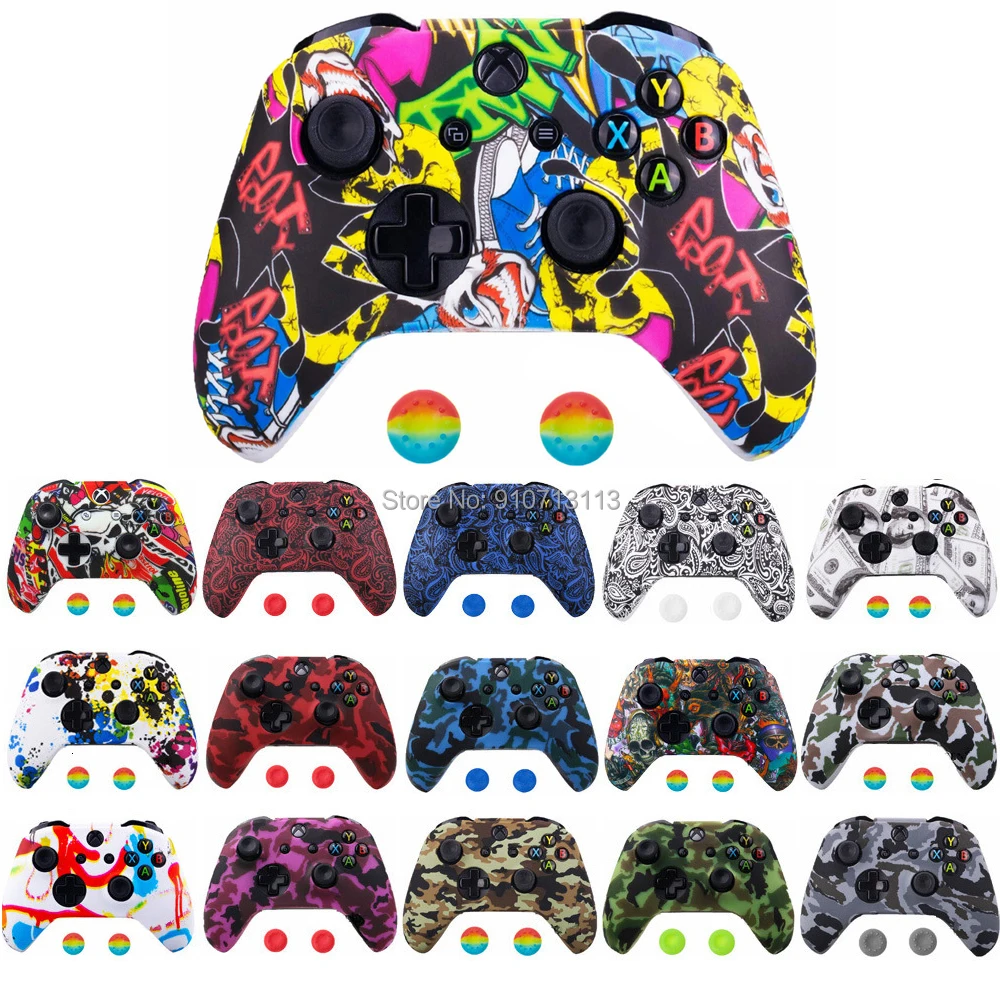 5 Set For Xbox One X S Controller Gamepad Camo Silicone Cover Rubber