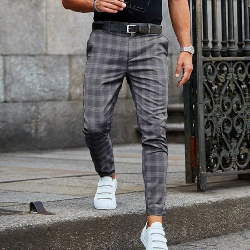 Plaid Pants Men Streetwear Mens Trousers Casual Men Plaid Autumn