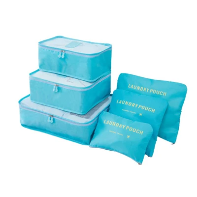 sky blue Multifunction 6 Pieces Set Travel Bag Organizer Large Capacity Packing cubes travel bags Clothes Luggage Storage Accessories bag - Цвет: sky blue