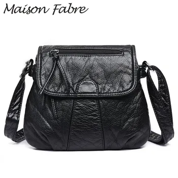 

Maison Fabre Large Leather bag women Black Crossbody Bag Soft Large Capacity Messenger Bag 2020 Elegant Ladies Zipper Handbag