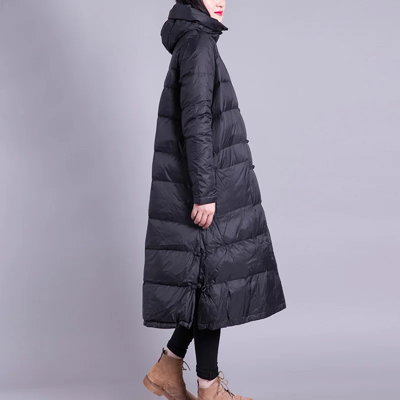 Зимняя куртка женская длинная пуховая Парка женская s 90% белая пуховая куртка ультра легкое пуховое пальто с капюшоном женское теплое Свободное пальто