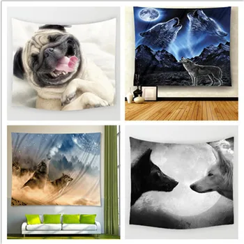 

Animals Wolf And Moon Tapestry Decoration Wall Hanging Background Psychedelic Wall Tapestry For Living Room Bedroom