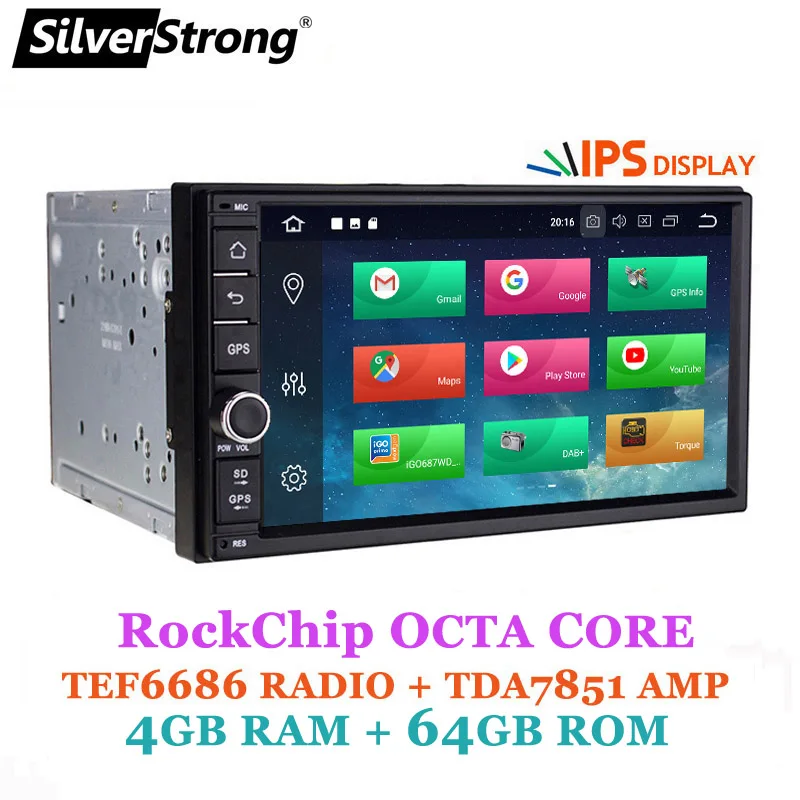 SilverStrong Android9.0 автомобильный DVD 2Din универсальная DSP android Панель IPS OctaCore