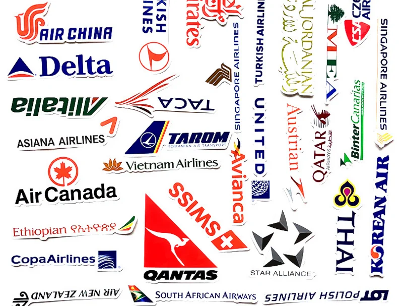 55 шт. логотип авиалинии высокого качества стикер s авиация путешествия для чемодана ноутбука багажа автомобиля мото ПВХ водоотталкивающая наклейка