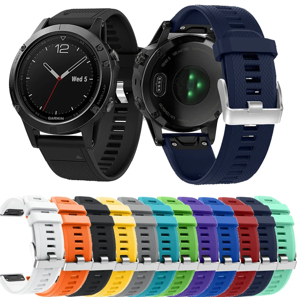 Спортивный силиконовый ремешок для наручных часов Garmin Fenix 6X 6 6S Pro 5X 5 5S Plus 3 3HR 20 22 26