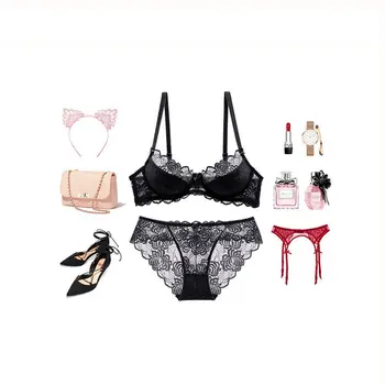 

Sexy Lace Ladies Underwear, Comfortable Thin, Large Size Bra, No Padded Mesh Bra Set, Little Girls' Panty Bra