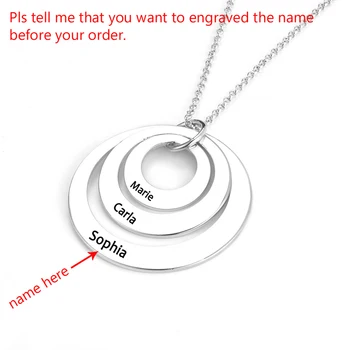 

Personalized Custom Name Circle Necklaces Layered Engraved Names 3 Circles/4 Circles Stainless Steel Pendant Jewelry