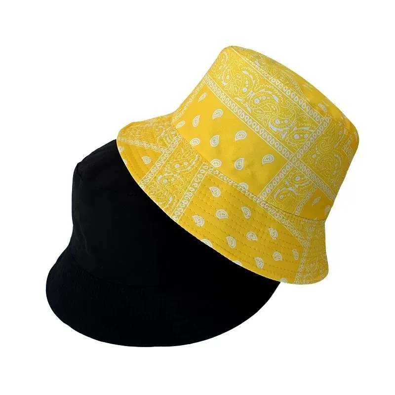  - New Unisex Cotton Bucket Hat Men Women Cashew Flowers Double-Sided Sun Cap Summer Panama Fashion Fold Sun Fishing Fisherman Hats