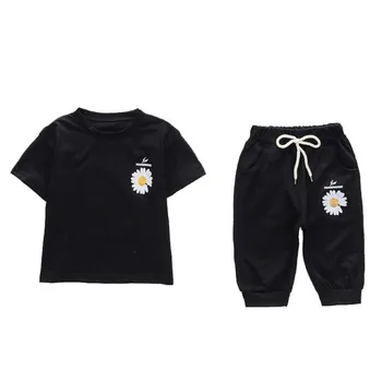 

2PCS WLG Girls Outfits Kids Summer Floral Short Sleeve T Shirt and Pant Set Baby Girl Casual Clothes for 2-6 Years
