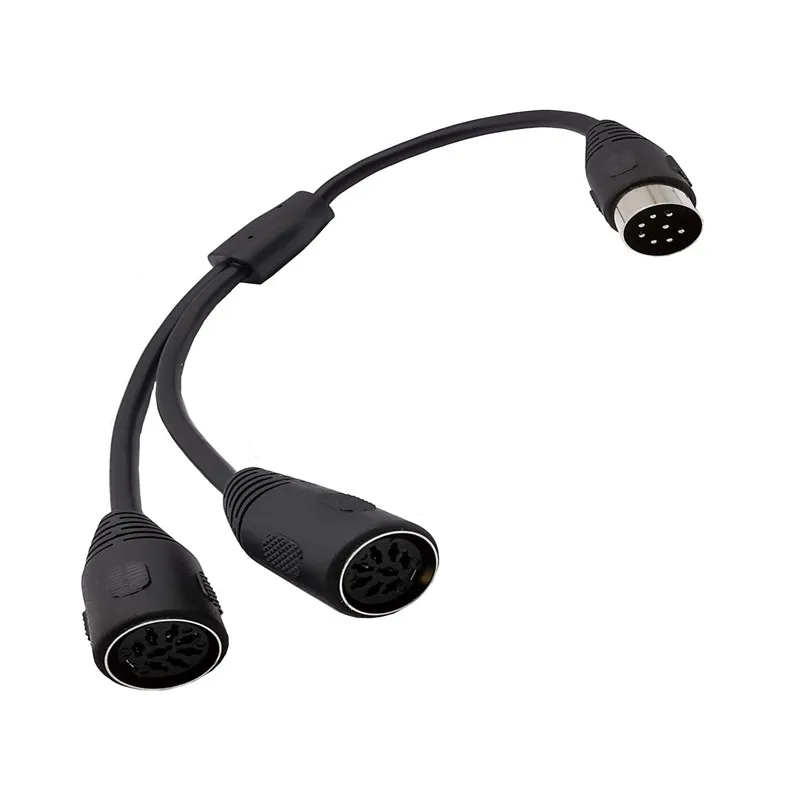 DIN 8Pin MIDI Cable Splitter Y Cable Adapter One 8Pin Male to Two