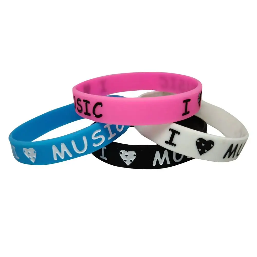 1PC Silicone Wristband I Love Music for Music Fans