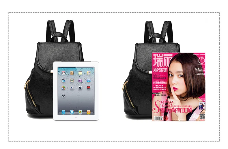 2019 High Quality PU leather Zipper Backpacks Female Small Leisure Backpack Purse College Student Shoulder School Bag Black Pink (7)