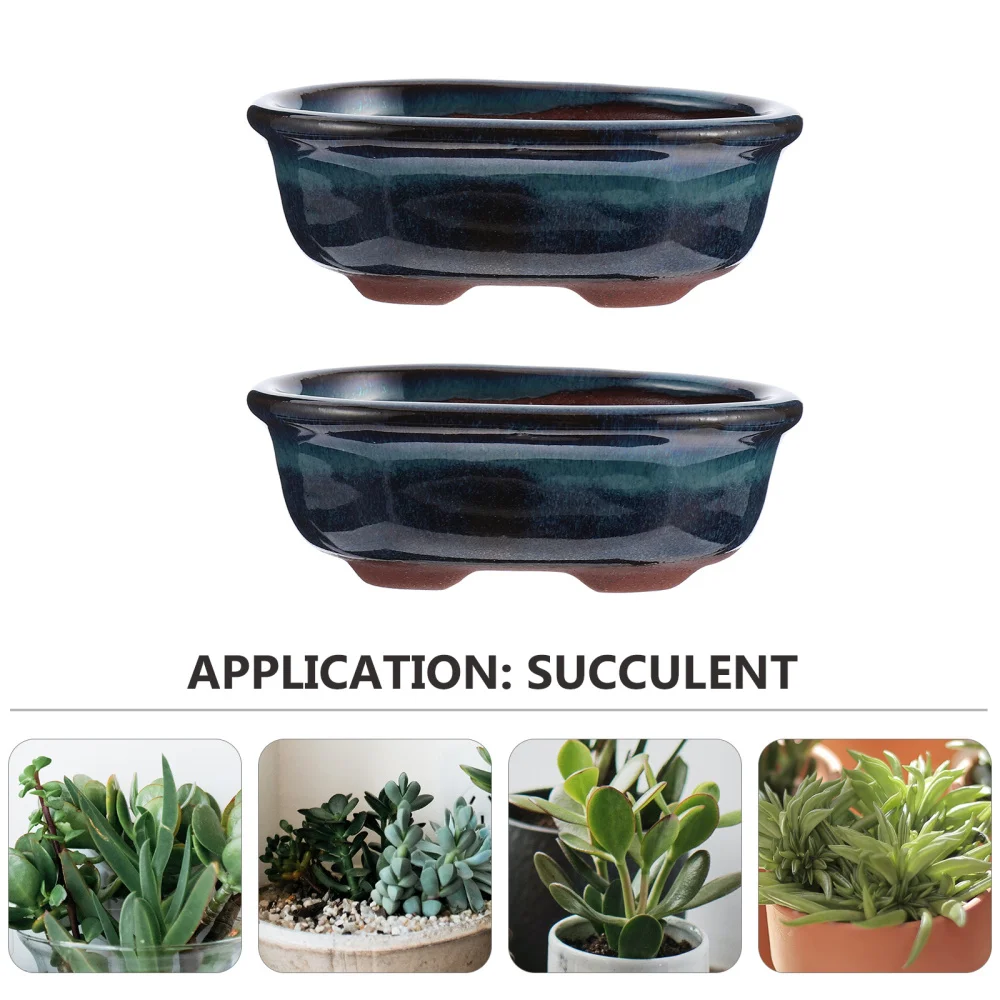 Ceramic Planter Pot Pots Succulent Flower Bonsai Glazed Flowerpot Cactus Plant Planters Bowl Mini Blue Chinese Container Style