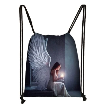 

Vintage Jesus Angel Print Drawstring Bag Backpack Daily Casual knapsack Drawstring Bags Storage Bags