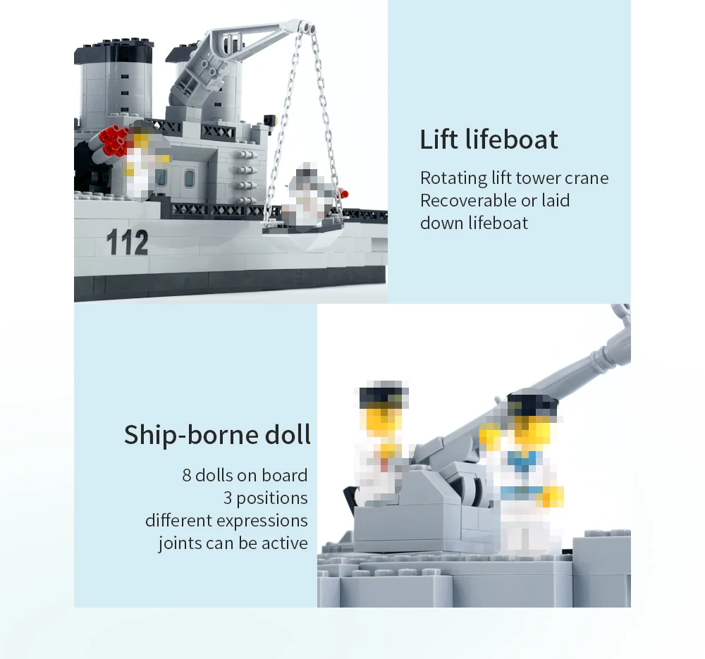 1000pcs ww2 warship building blocks toys model legoINGlys warship battleship