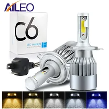 AILEO 8 farbe wahl H4 LED H7 H11 H8 HB4 H1 H3 HB3 HIR2 H16 Auto C6 Auto Scheinwerfer Birne auto Styling 6500K 4300K 8000K automotivo(China)