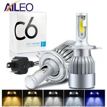 

AILEO 8 color choice H4 LED H7 H11 H8 HB4 H1 H3 HB3 HIR2 H16 Auto C6 Car Headlight Bulb Car Styling 6500K 4300K 8000K automotivo
