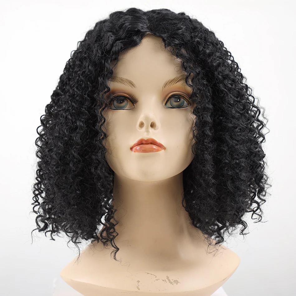 Afro Kinky Curly Lace Hair Wigs Natural Middle Part Synthetic Hair